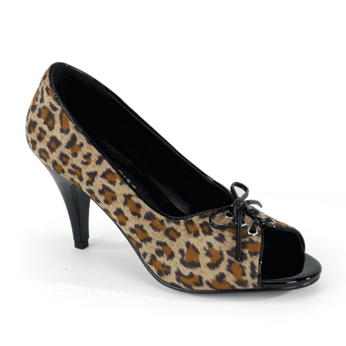 *PUPIL-24, Leopard Print Microfiber Open Toe Pump, 3"