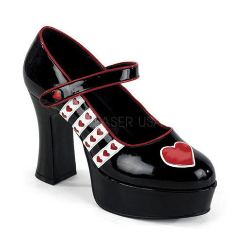 Click Here to View QUEEN-55, Blk-Wht-Red Pat Queen Of Hearts Platform, 4