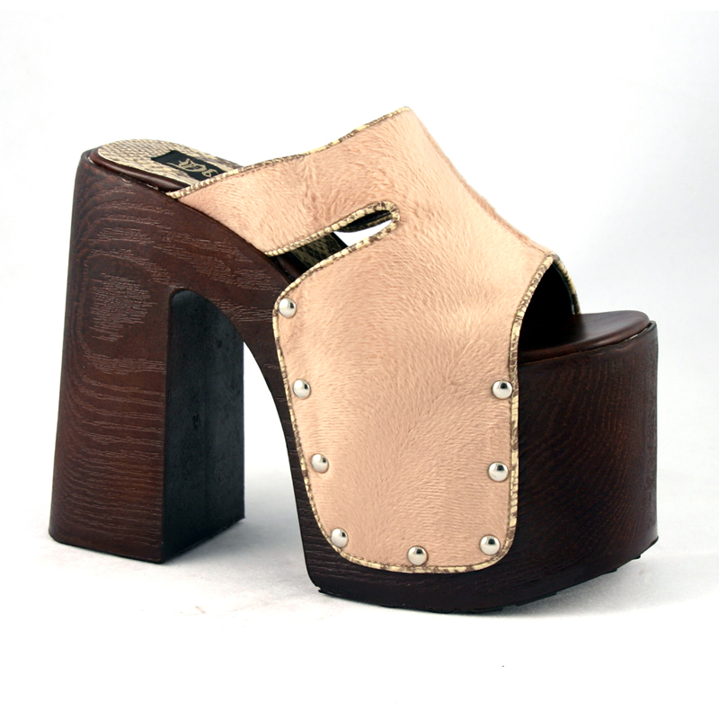 *REBEL-101, 6" HEEL SLIPON SANDAL