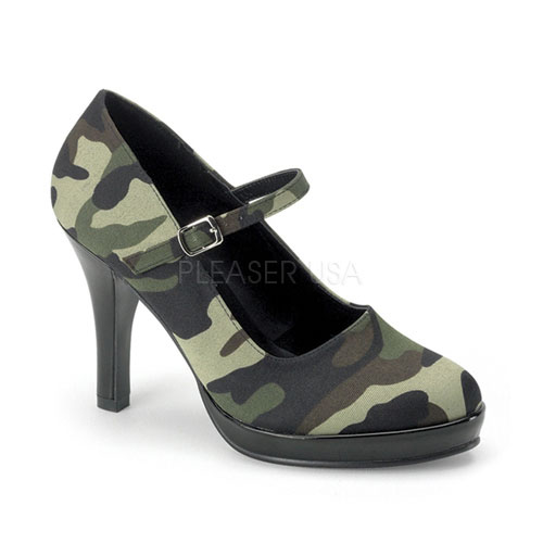 Click Here to View SOLDIER-06, Camouflage Fabric Mary Jane Platform, 4