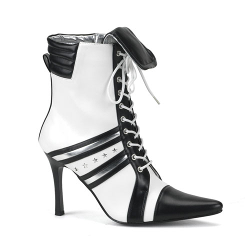 Click Here to View SPORT-12, Blk-Wht-Silver Pu Sport Ankle Boot, 3 3/4