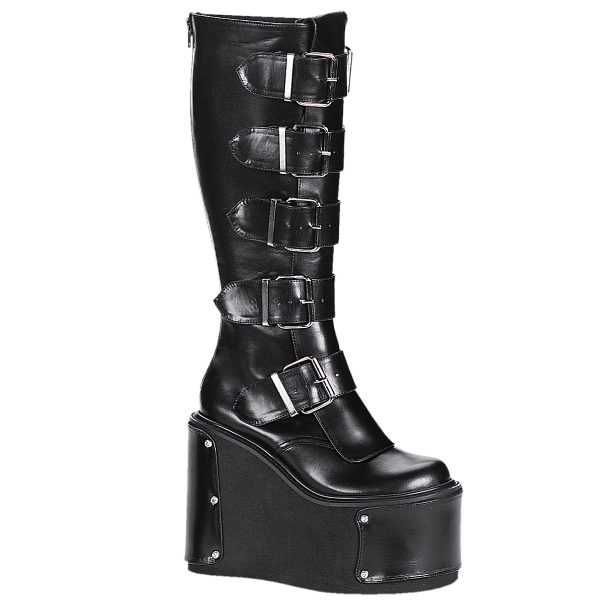 TRANSFORMER-800, 5 1/2" 5 Buckled P/F Blk Pu Knee Boot