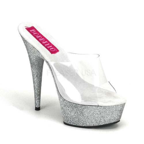 VIVIAN-23, 6" Heel Mini Glitter Platform Slide