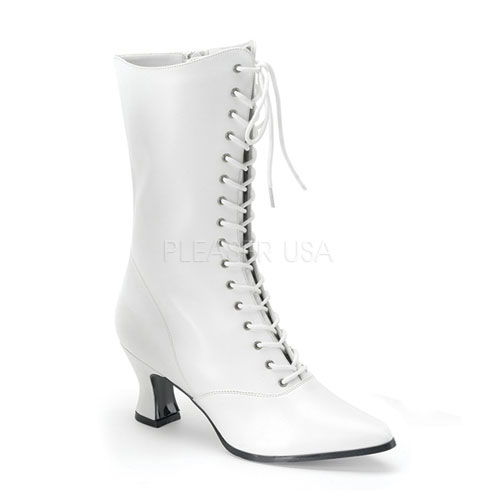Click Here to View VICTORIAN-120, Wht Pu Women's Victorian Boots, 2 3/4