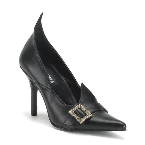 Click Here to View WITCH-02, Blk Pu PointyToe Witch Pump, 3/3/4