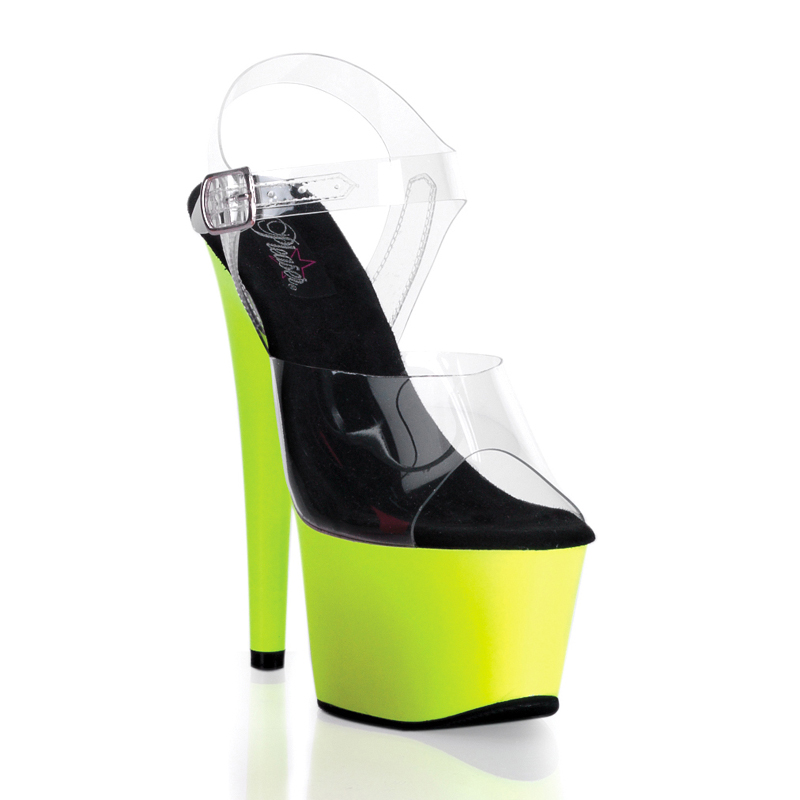 **ADORE-708UV, 6 1/2" Neon Bottom Ankle Strap PF Sandal