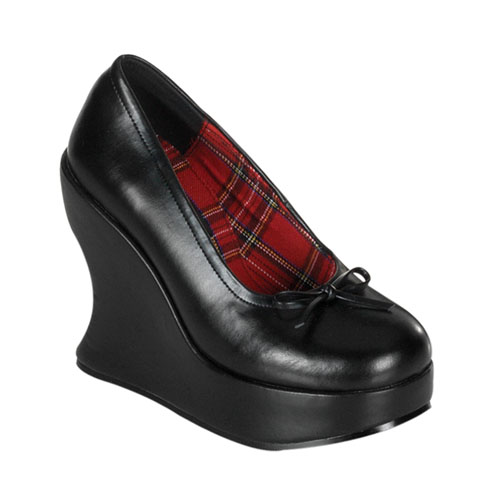 *BRAVO-02, 5" P/F Wedge Bow-Tie Blk Pu Shoe