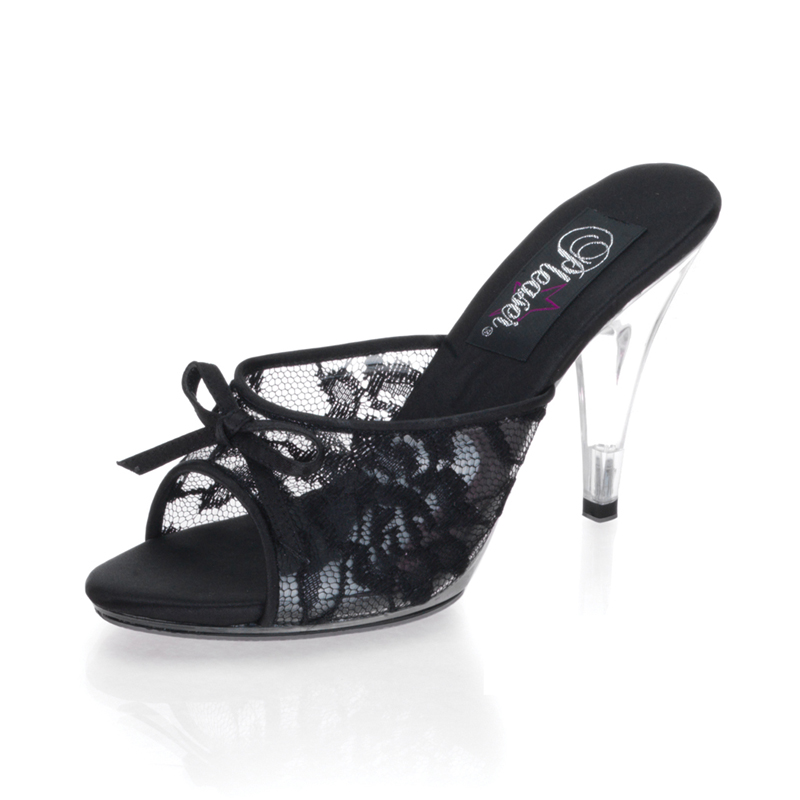 **Caress-401-2, 4" Stiletto Heel Slide W/Lace Overlay