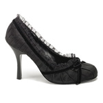 DAINTY-420, Blk Satin Pleated Pump, 3.5 inch