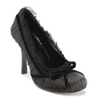 DAINTY-420, Blk-Wht Pinstripe Pleated Pump, 3.5 inch