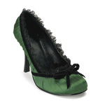 DAINTY-420, Green Satin Pleated Pump, 3 half inch