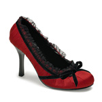 DAINTY-420, Red Satin Pleated Pump, 3 half inch