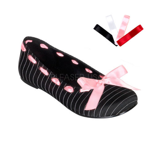 Click Here to View DAISY-20, Pinstripe Eyelet Upper W/4 Sets of lacing M/J Flat