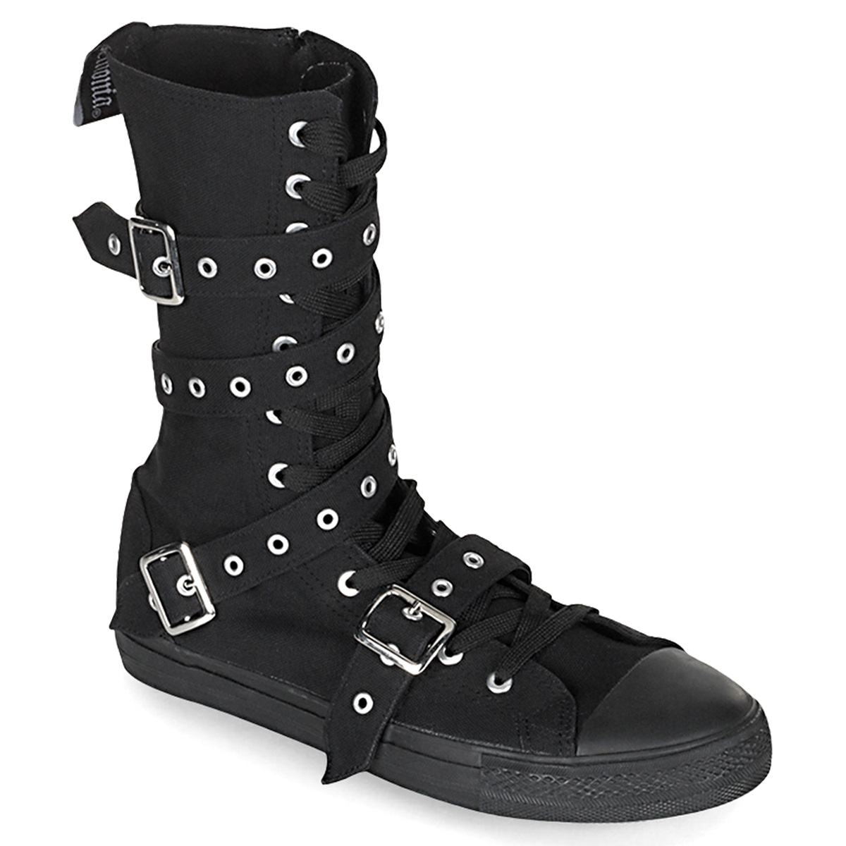 DEMONIA - DEVIANT-204, Canvas  Calf Sneaker Boot