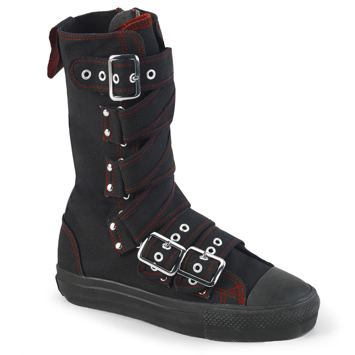 Click Here to View DEVIANT-207, Canvas Criss-Cross Strap Calf Sneaker Boot