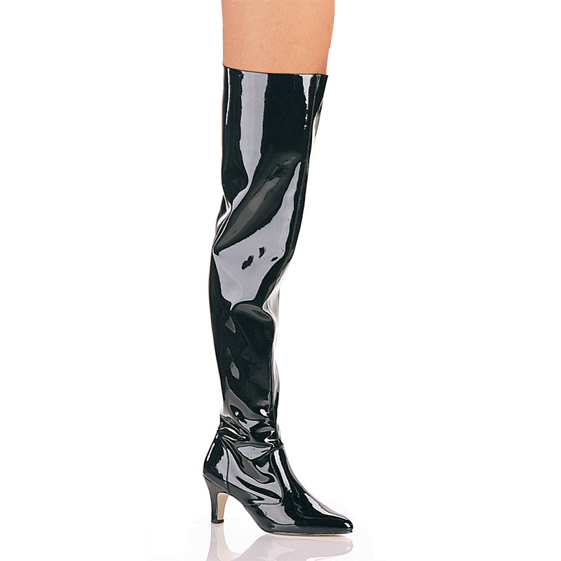 PLEASER - DIVINE-3010W, 3" Block Heel Thigh Boot, Size Zip