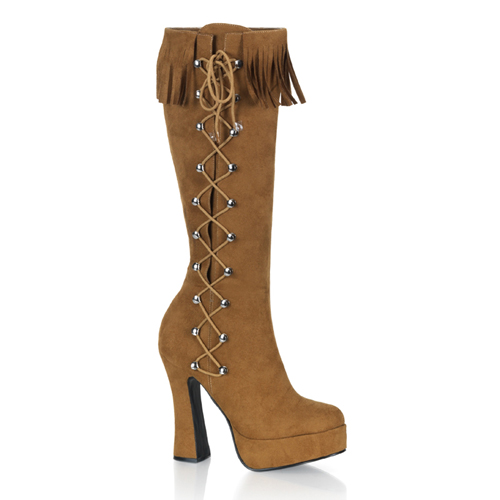 **ELECTRA-2052, 5" Chunky Heel Side Laced Knee BT, Side Zip