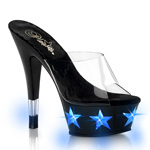 KISS-201LT4, 6 inch Stiletto Heel PF Slide w- inch Star inch Lights