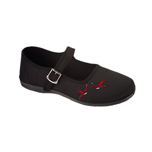 Click Here to View SASSIE-07, Canvas w/Swallows M/J Blk Canvas Shoes