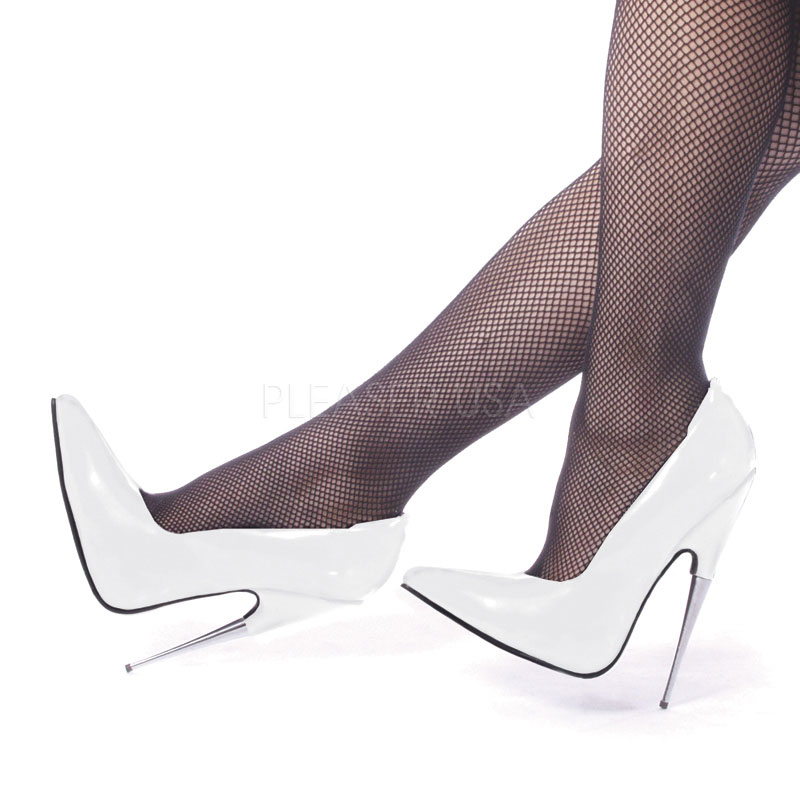 SCREAM-01(8230), 6" Spike Stell Heel Wht Pump