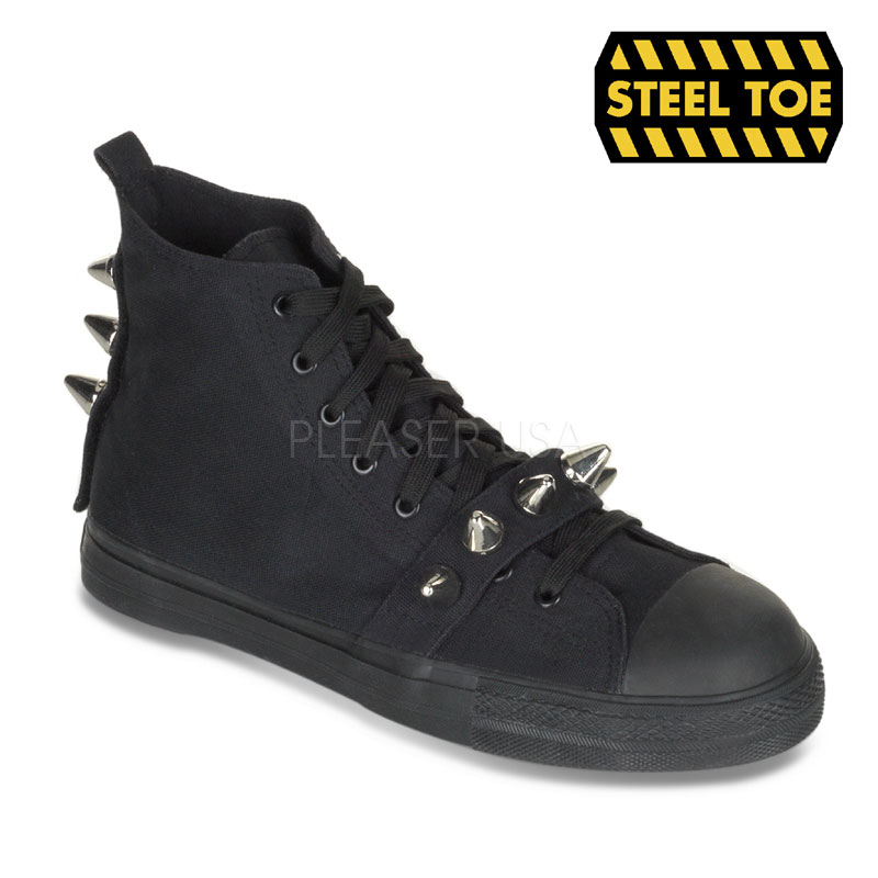 Click Here to View TYRANT-104, Canvas High Top Steel Toe Spiked Sneaker Shoe