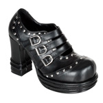 VAMPIRE-08, 3 inch P-F Heel Buckle Strap Studded Shoes
