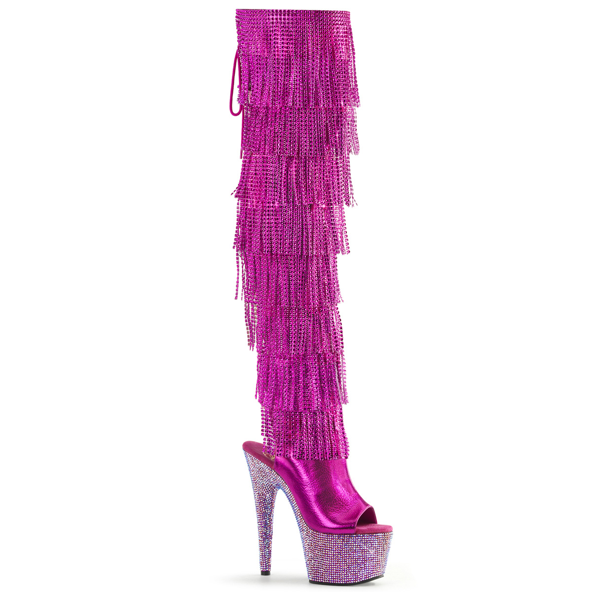 rhinestone encrusted thigh high boots