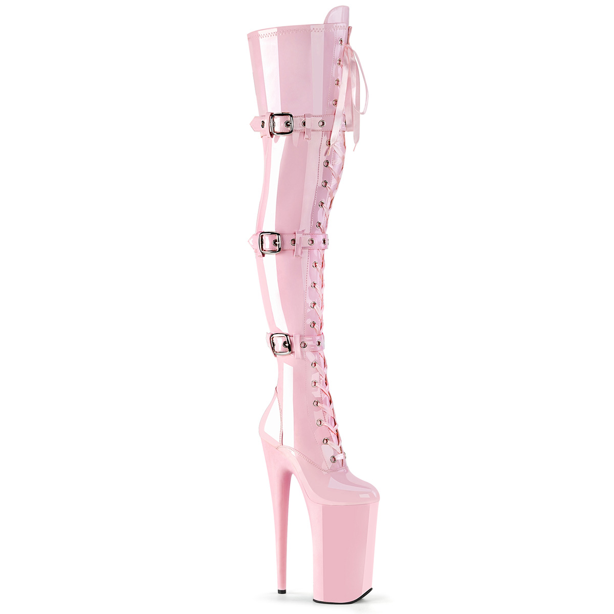 pleaser lace up thigh high boots